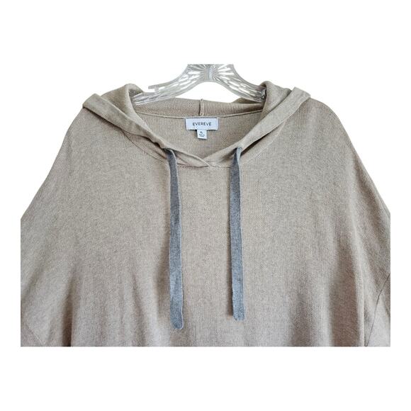 EVEREVE Women's XL Harriet Hoodie Sweater Oat Beige Gray Trim Neutral Soft 48" - Picture 2 of 7